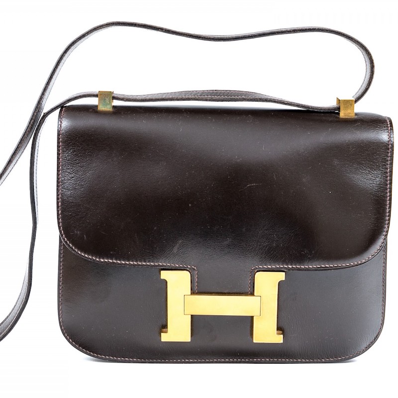 Hermes Lovely Brown Box Leather Vintage 